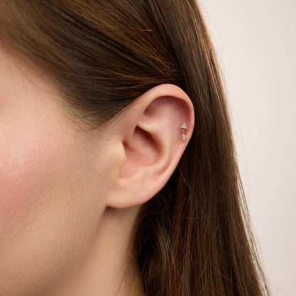 Julia Üçgen Ve Damla Figürlü Sallantılı Çok Taşlı Altın Kulak Piercing