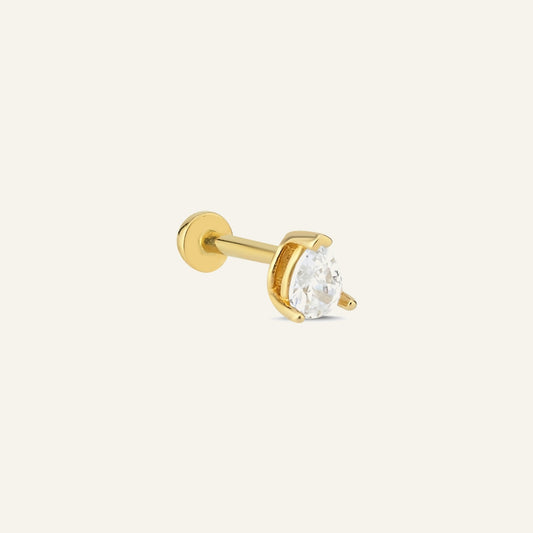 Kelumari Damla Kesim Taşlı Altın Kulak Piercing