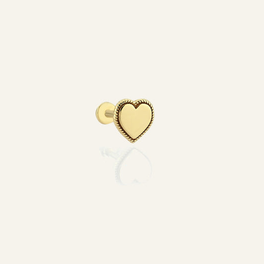 Twistplain Kalp Figürlü Altın Kulak Piercing