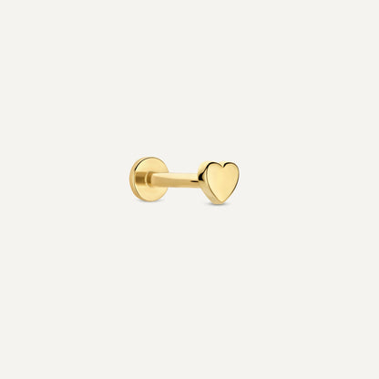 Plain Kalp Figürlü Altın Kulak Piercing