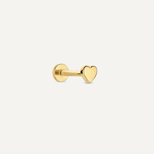 Plain Kalp Figürlü Altın Kulak Piercing