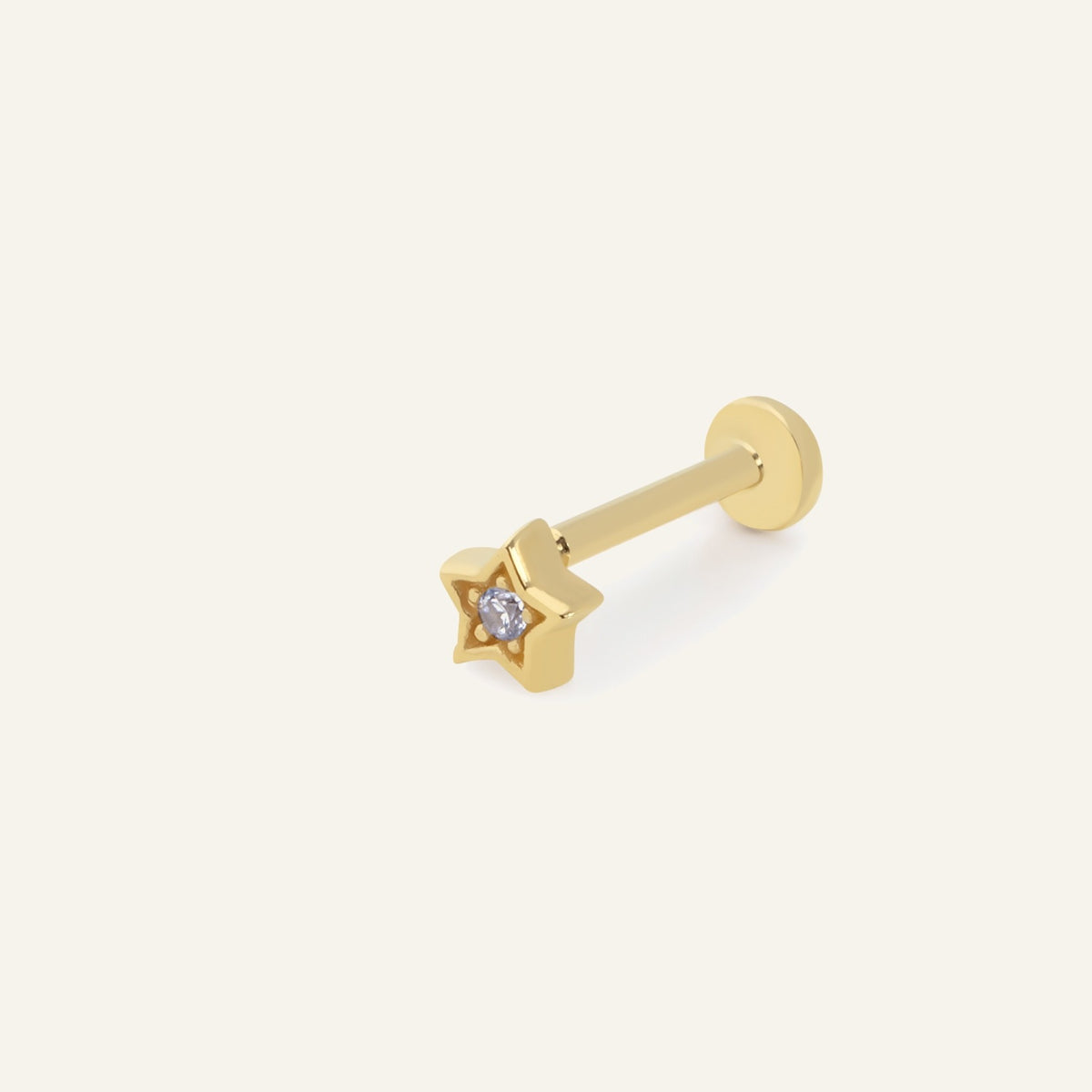 Elmor Yıldız Figürlü Tek Taşlı Altın Kulak Piercing