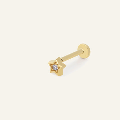 Elmor Yıldız Figürlü Tek Taşlı Altın Kulak Piercing