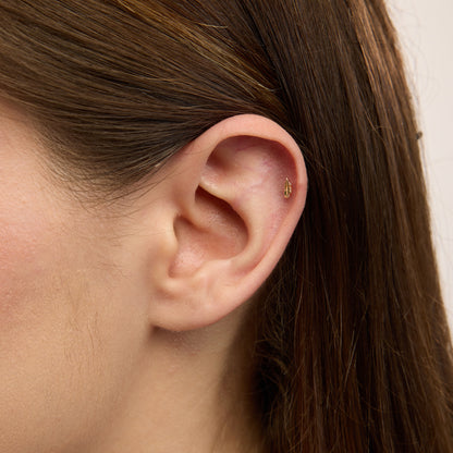 Leaf Yaprak Figürlü Taşsız Altın Kulak Piercing