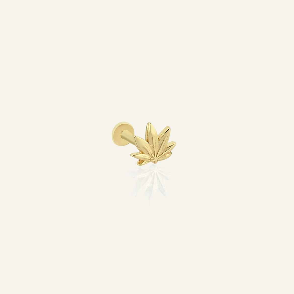 Leafy Yaprak Figürlü Altın Kulak Piercing