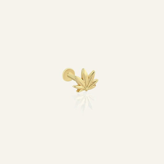 Leafy Yaprak Figürlü Altın Kulak Piercing