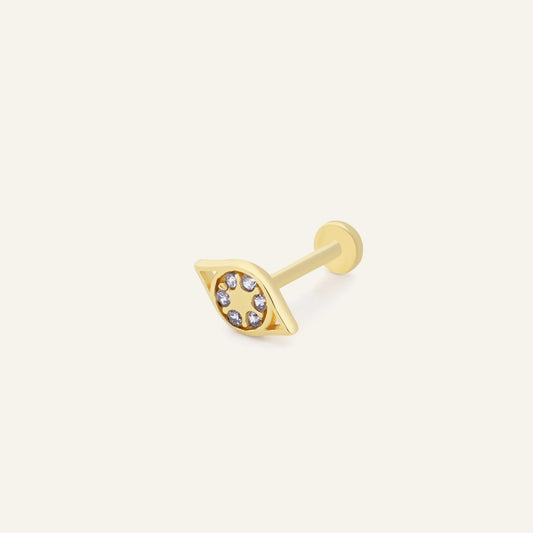 Celora Göz Figürlü Çok Taşlı Altın Kulak Piercing