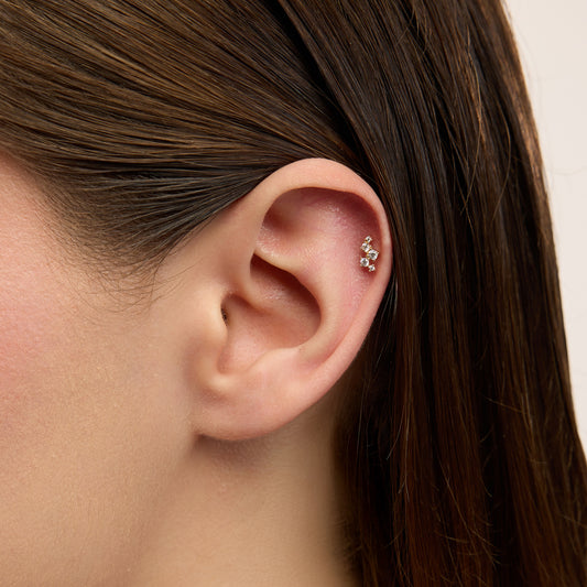 Louise Takımyıldızı Figürlü Yuvarlak Çok Taşlı Altın Kulak Piercing