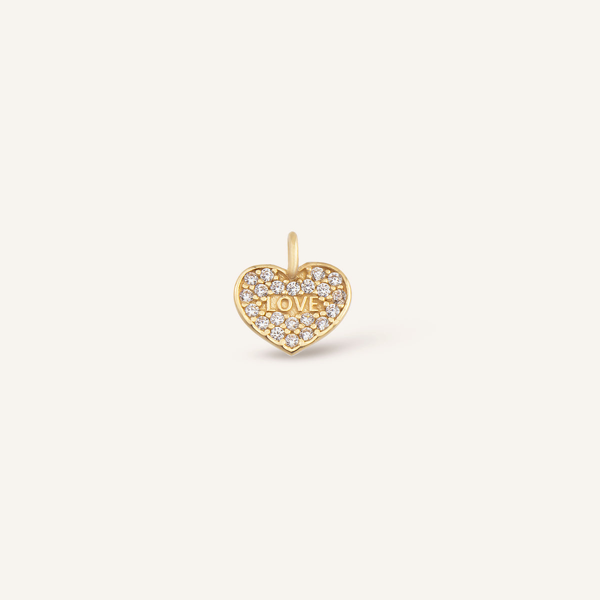 Love Gleam Kalp Figürlü Taşlı Altın Charm