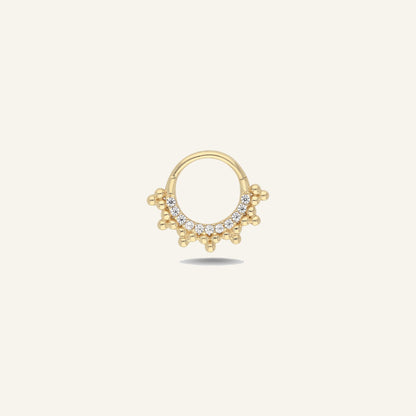 Luminous Half Boncuk Detaylı Yarım Tur Taşlı Altın Halka Helix Piercing