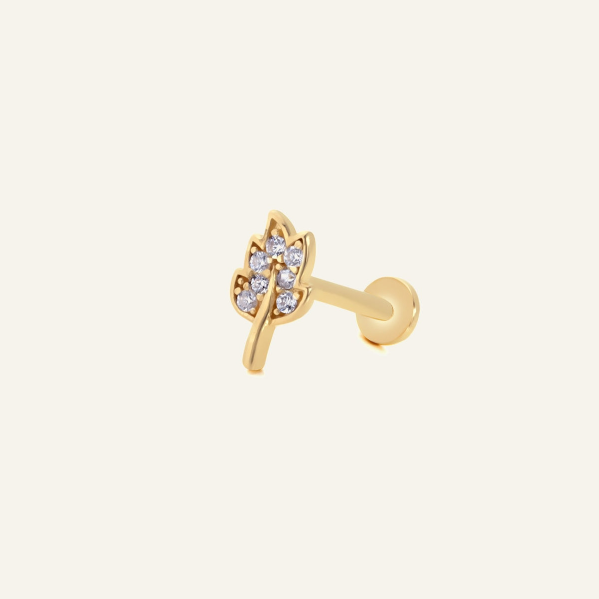Nevra Yaprak Figürlü Çok Taşlı Altın Kulak Piercing