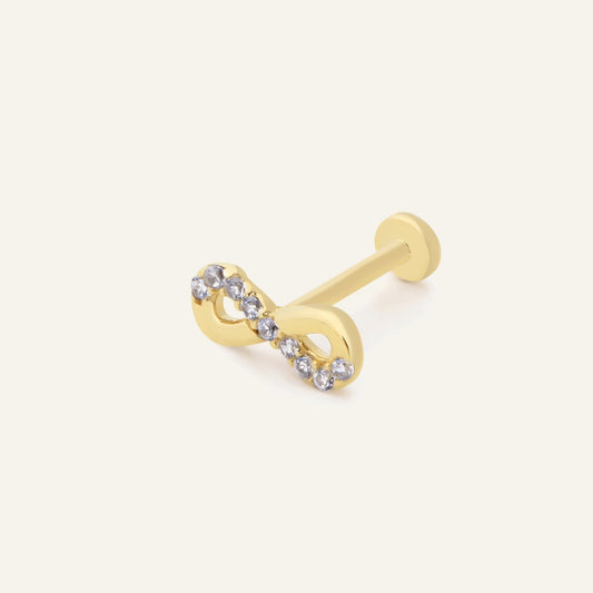 Infinity Sonsuzluk Figürlü Taşlı Altın Kulak Piercing