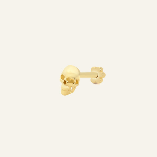 Gold Skull Figürlü Altın Kulak Piercing