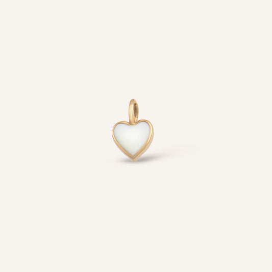 Mini White Heart Kalp Figürlü Beyaz Mineli Altın Charm