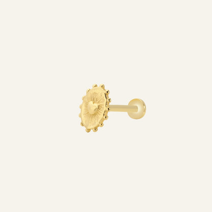 Heartline Kalp Desenli Taşsız Altın Kulak Piercing