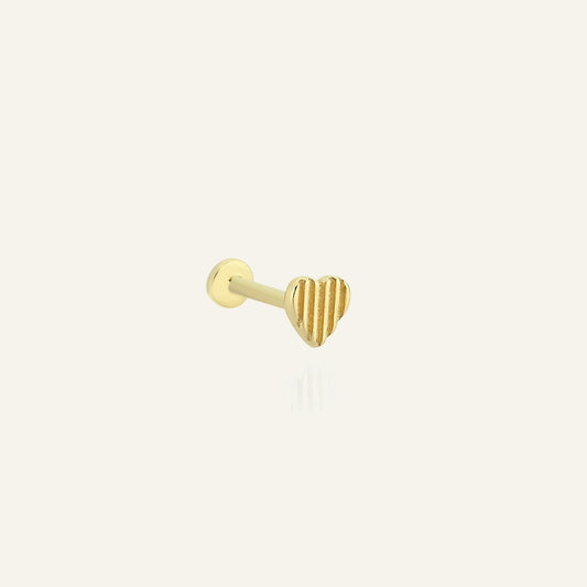 Cutline Kalp Figürlü Altın Kulak Piercing