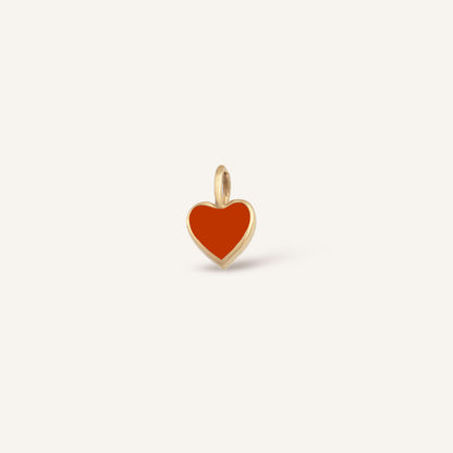 Orange Heart Kalp Figürlü Turuncu Mineli Altın Charm