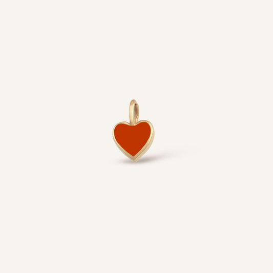 Orange Heart Kalp Figürlü Turuncu Mineli Altın Charm