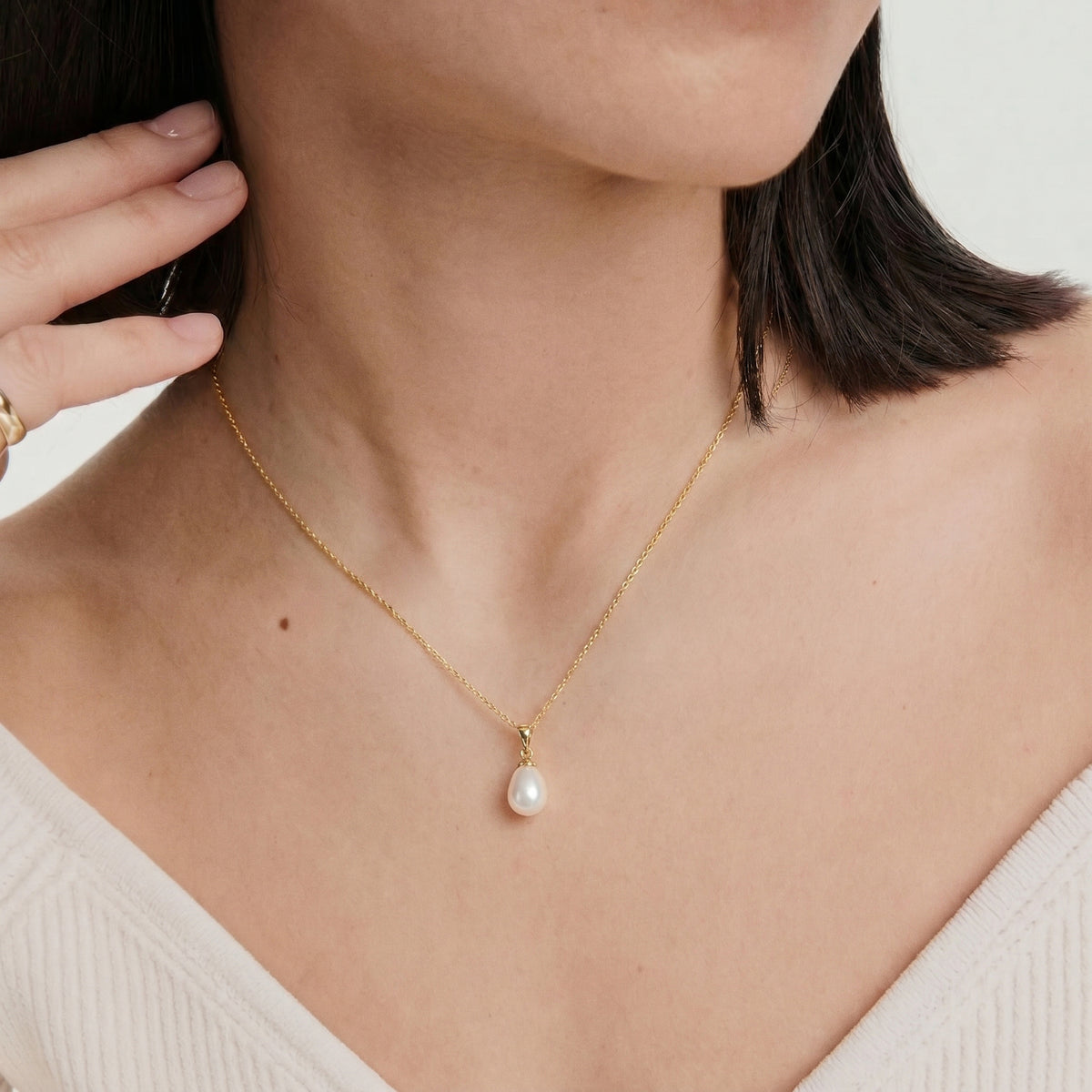 Pearl Drop Sallantılı Inci Altın Kolye Ucu