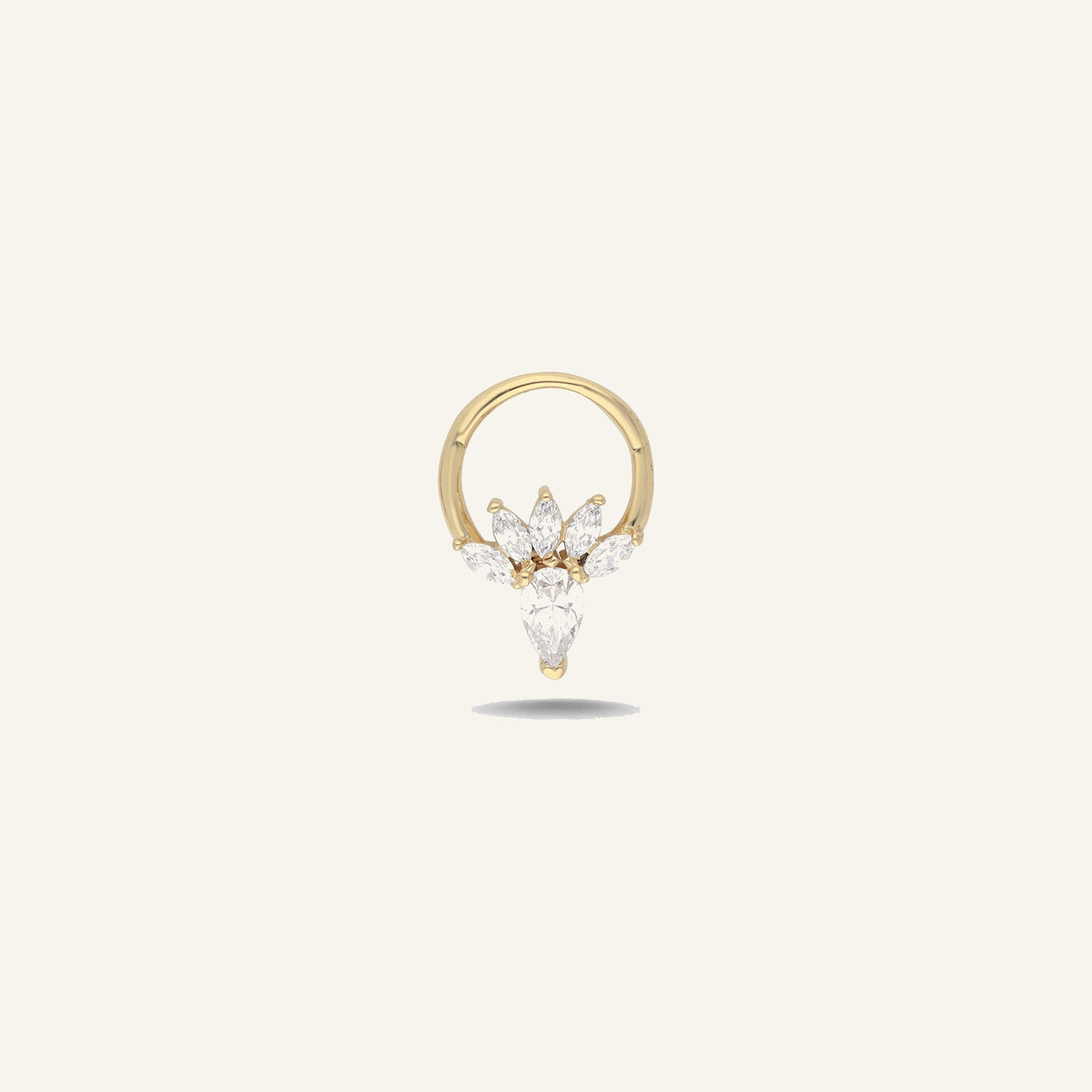 Petal Drop Damla Ve Markiz Kesim Taşlı Altın Halka Helix Piercing