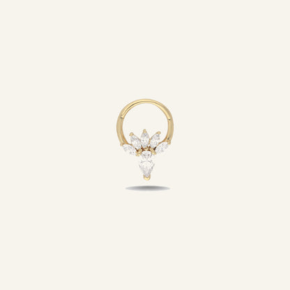Petal Drop Damla Ve Markiz Kesim Taşlı Altın Halka Helix Piercing