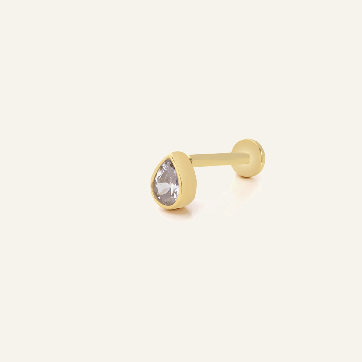 Point Damla Figürlü Damla Kesim Taşlı Altın Kulak Piercing