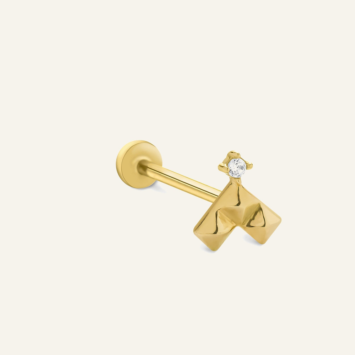 Singlestar Tek Taşlı Altın Kulak Piercing