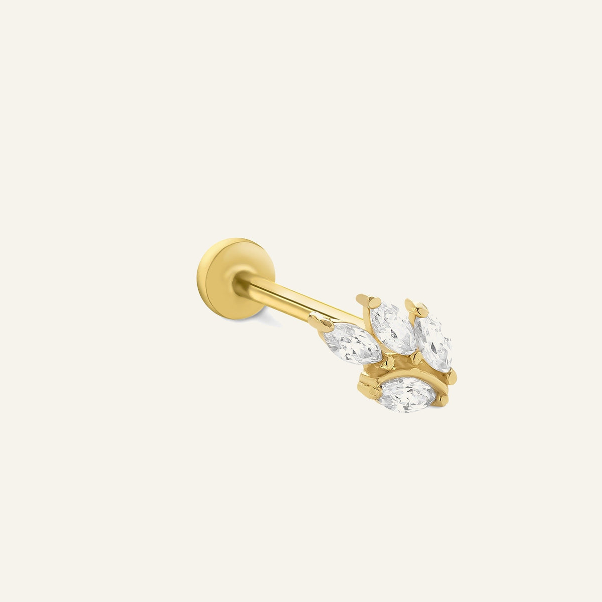 Nightpetal Markiz Kesim Taşlı Altın Kulak Piercing