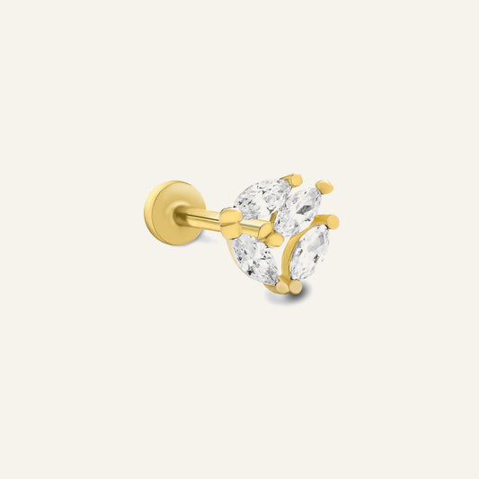 Emberlace Markiz Kesim Taşlı Altın Kulak Piercing