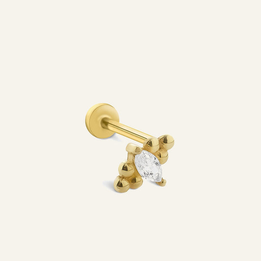 Moonshard Markiz Kesim Taşlı Altın Kulak Piercing