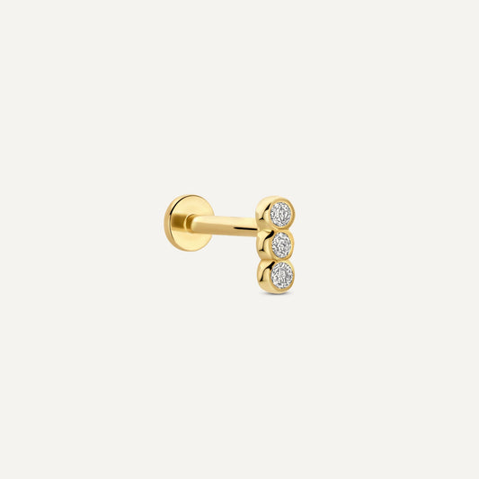 Lineglint Dikey Form Taşlı Altın Kulak Piercing