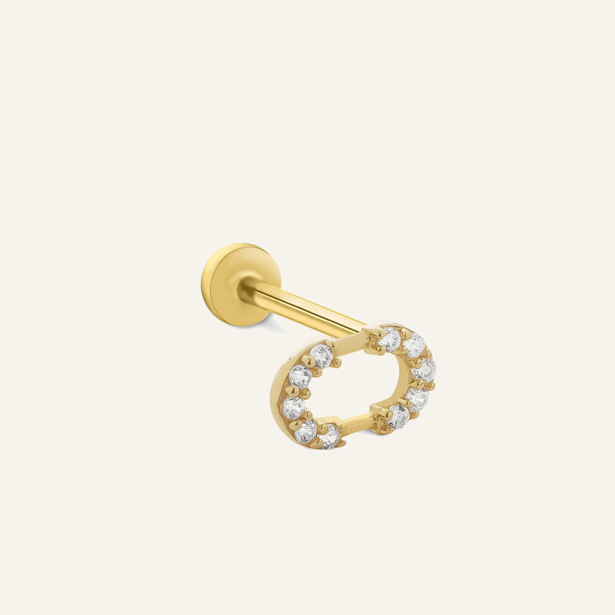 Ringflare Halka Form Taşlı Altın Kulak Piercing