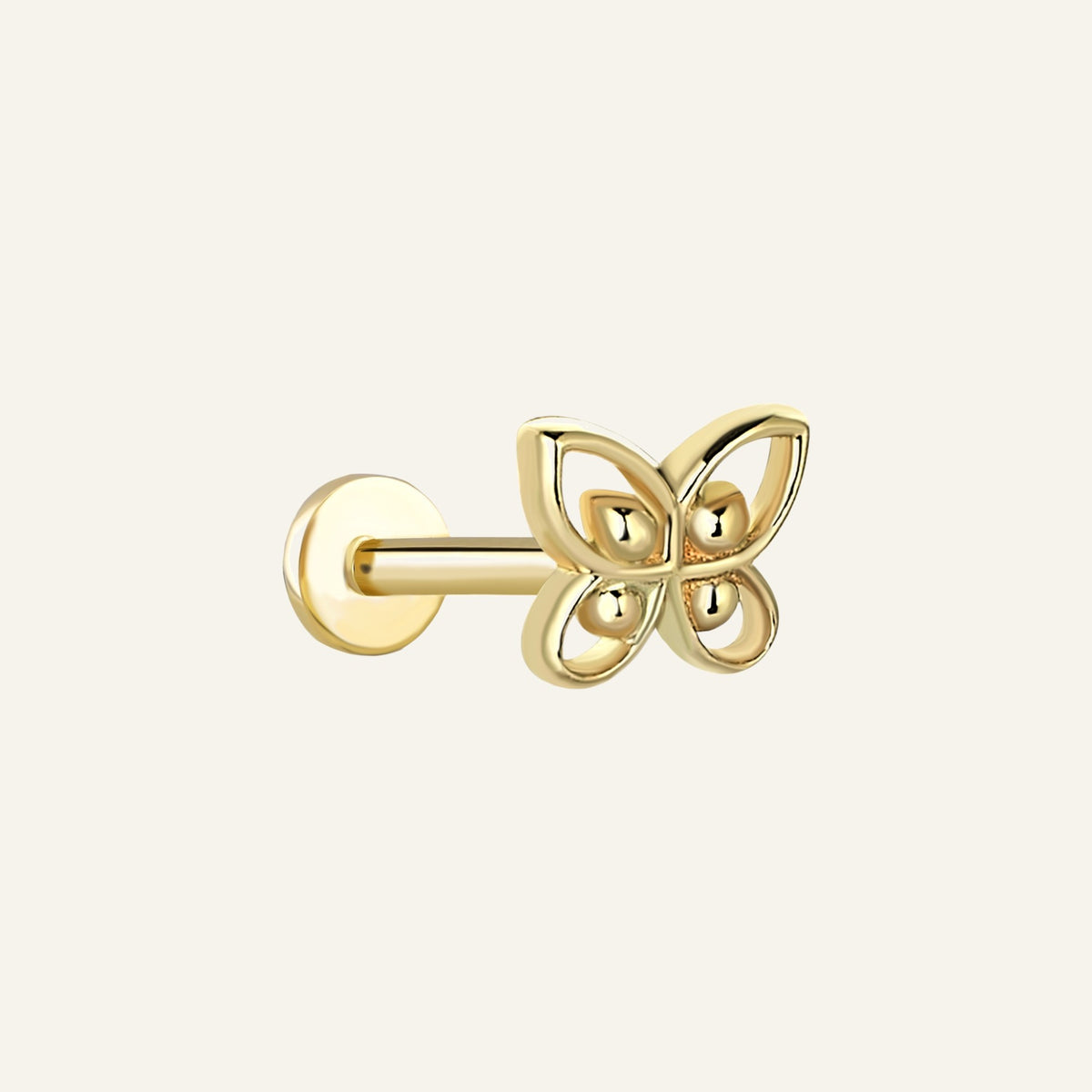 Hollow Kelebek Figürlü Altın Kulak Piercing