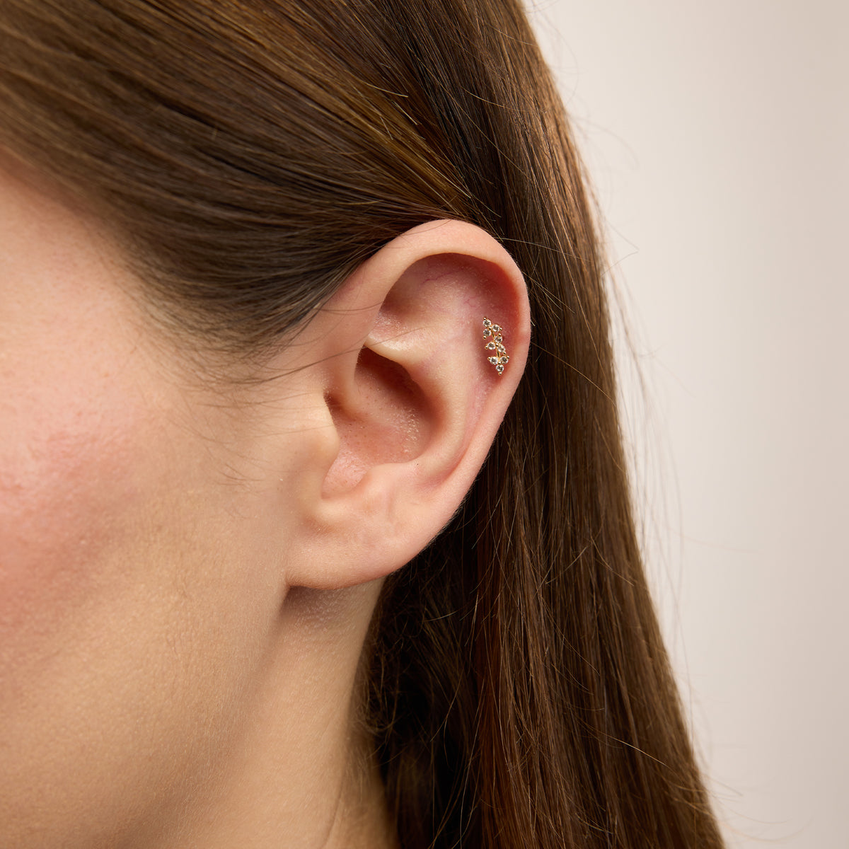 Rachel Yuvarlak Kesim Çok Taşlı Altın Kulak Piercing
