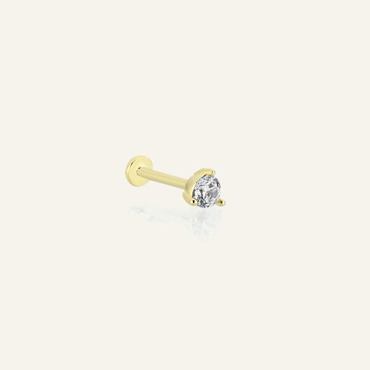 Bigelue Tek Taşlı Altın Kulak Piercing