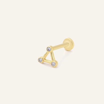 Ranelin Üçgen Form Taşlı Altın Kulak Piercing