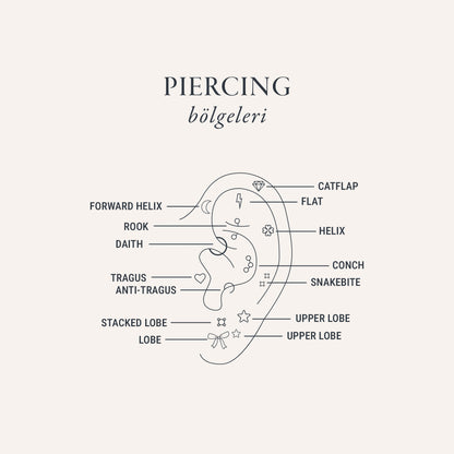 Bigelue Tek Taşlı Altın Kulak Piercing