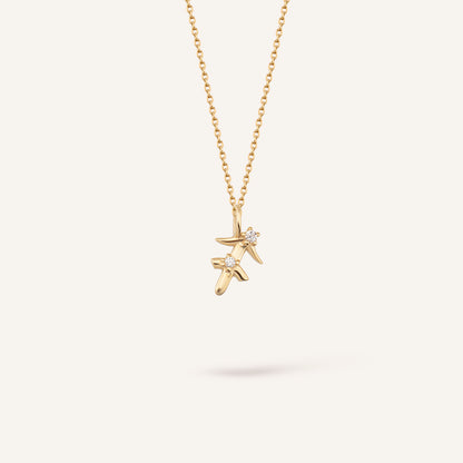 Sagittarius Yay Burcu Taşlı Altın Kolye