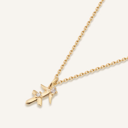 Sagittarius Yay Burcu Taşlı Altın Kolye