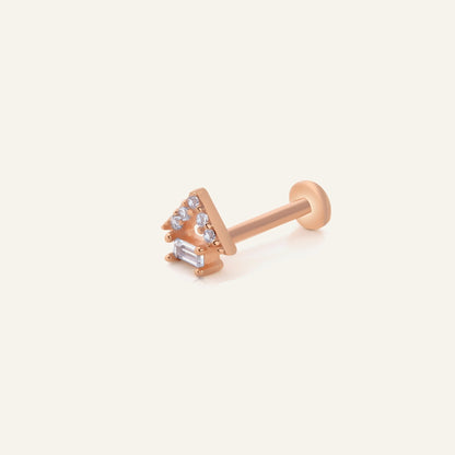 Senuray Üçgen Form Baget Ve Yuvarlak Kesim Taşlı Altın Kulak Piercing