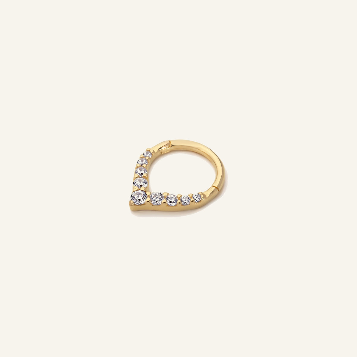 Sharp Curve V Form Taşlı Altın Halka Helix Piercing