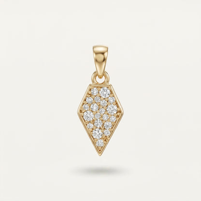 Sharp Diamond Baklava Form Sivri Uçlu Taşlı Altın Kolye Ucu