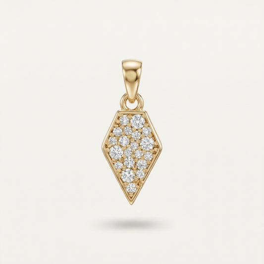 Sharp Diamond Baklava Form Sivri Uçlu Taşlı Altın Kolye Ucu