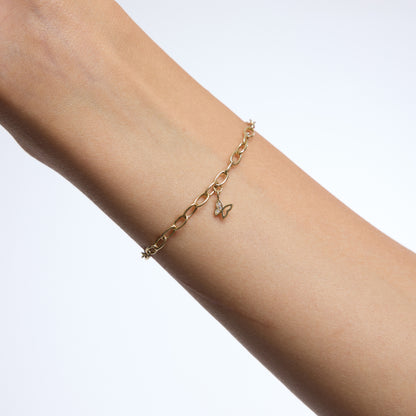 Shiny Butterfly Kelebek Figürlü Taşlı Altın Charm