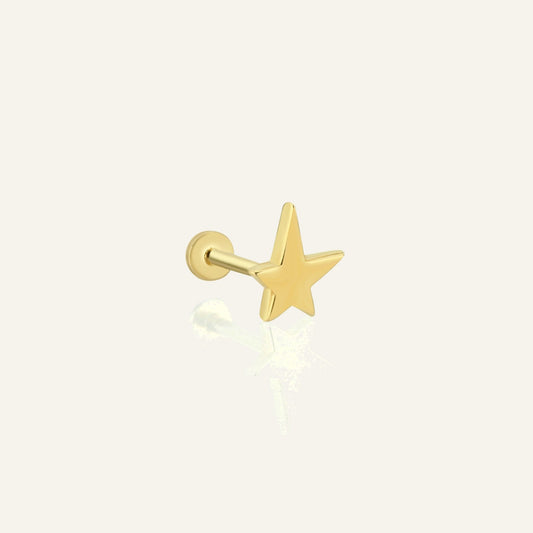 Small Asymmetrical Star Yıldız Figürlü Altın Kulak Piercing