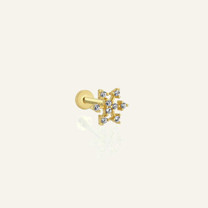 Snow Kar Tanesi Figürlü Çok Taşlı Altın Kulak Piercing
