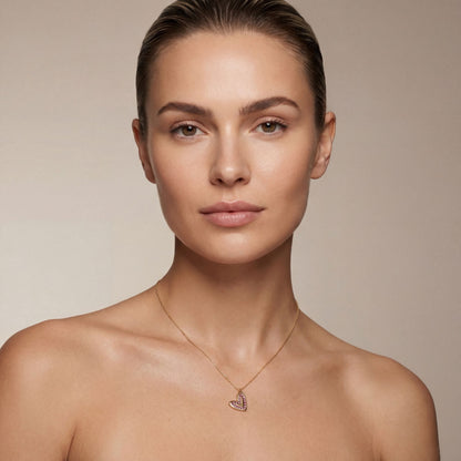 Soft Love Ruby Kalp Figürlü Ametist Renk Taşlı Altın Kolye