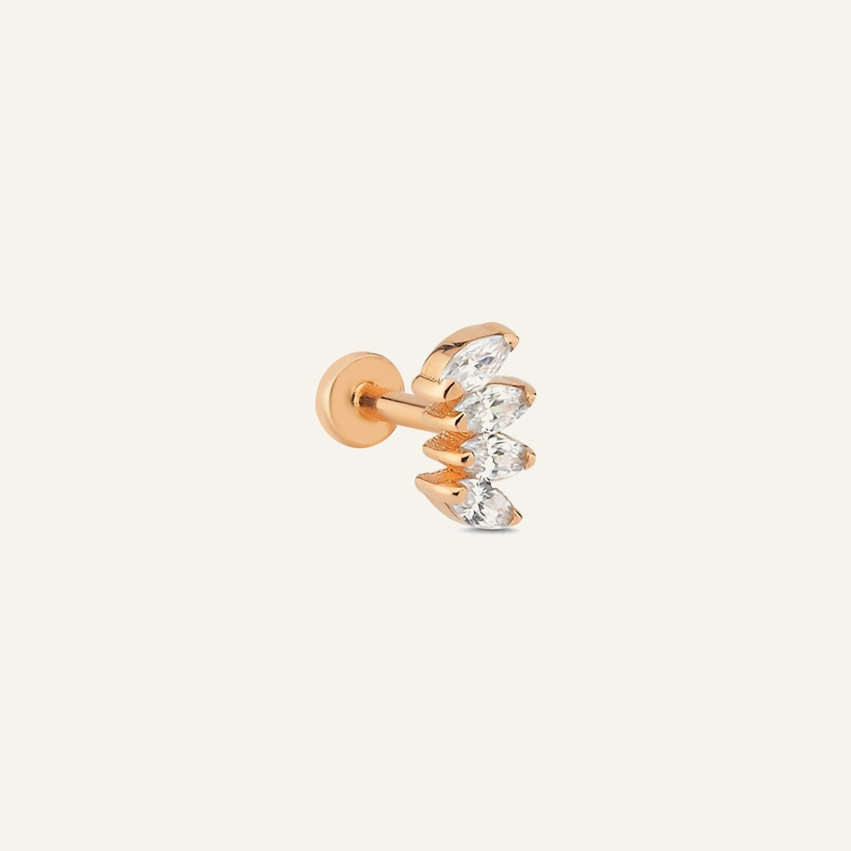 Solivar Markiz Kesim Taşlı Altın Kulak Piercing