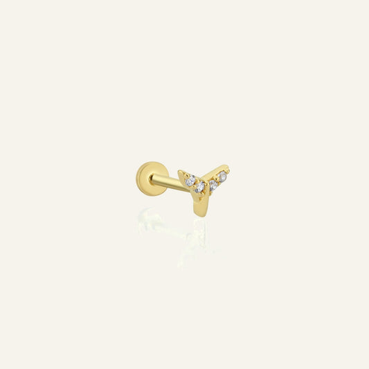 Fish Sparkle Balık Kuyruğu Figürlü Taşlı Altın Kulak Piercing