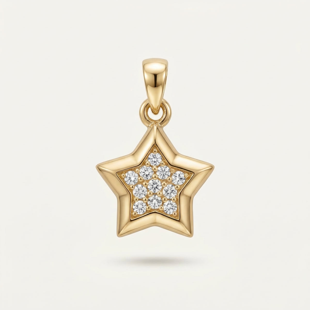 Star Frame Yıldız Figürlü Taşlı Altın Kolye Ucu